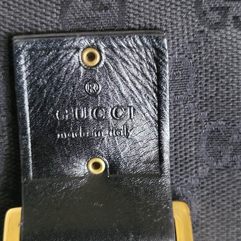 Gucci Black GG Canvas Monogram and Leather Shoulder Bag..Authentic w/ COA... - Picture 10 of 16